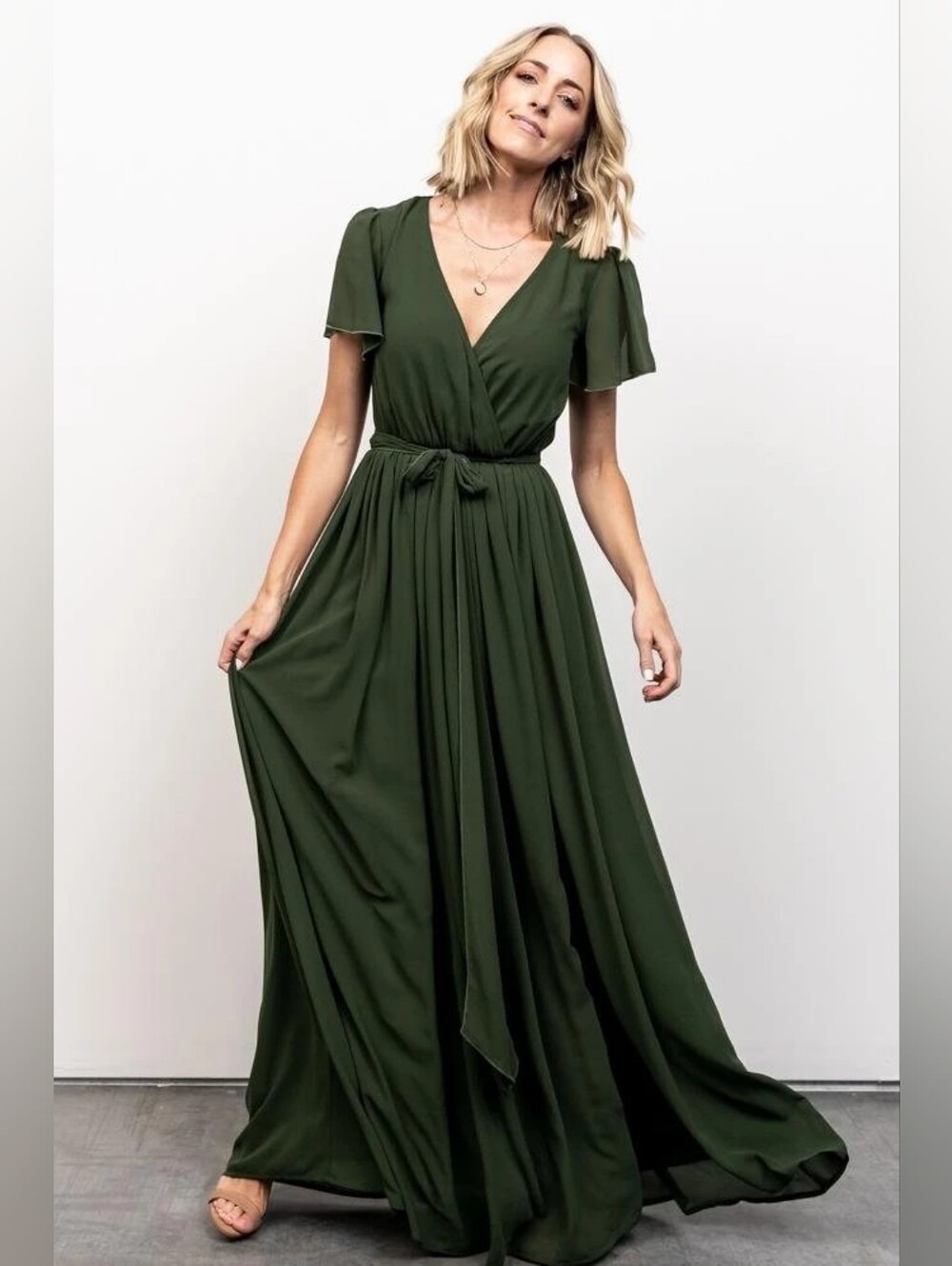 Baltic Born | Kristina Dark Olive Green Maxi Dress Size XL